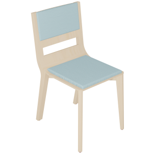 Chaise MATHILDE assise et dossier tissu enduit piètement bois - T6