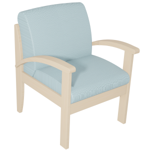 Fauteuil BERMUDES assise et dossier tissu enduit piètement et accoudoir bois - L66xP68xH83 cm