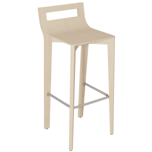 Tabouret MATHILDE bois repose-pieds chromé - H80 cm
