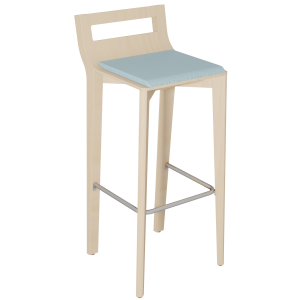 Tabouret MATHILDE assise tissu enduit dossier et piètement bois repose-pieds chromé - H80 cm