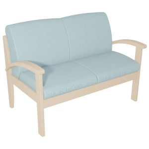 Canapé BERMUDES assise et dossier tissu enduit piètement et accoudoir bois - L122xP68xH83 cm