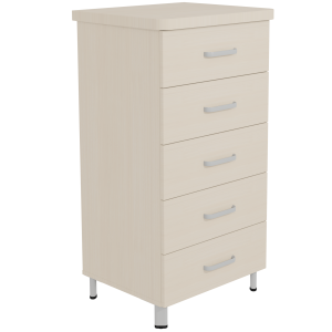 Chiffonier DANAÉ SIGNATURE 5 tiroirs mélaminé piètement époxy - L64xP54xH120 cm - Gris alu RAL 9006