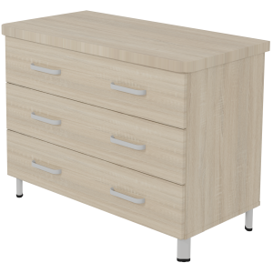 Commode DANAÉ SIGNATURE 3 tiroirs mélaminé piètement époxy - L104xP54xH78 cm - Gris alu RAL 9006