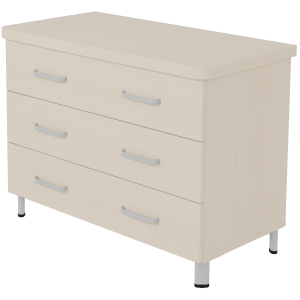 Commode DANAÉ SIGNATURE 3 tiroirs mélaminé piètement époxy - L104xP54xH78 cm - Gris alu RAL 9006