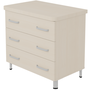 Commode DANAÉ SIGNATURE 3 tiroirs mélaminé piètement époxy - L84xP54xH78 cm - Gris alu RAL 9006