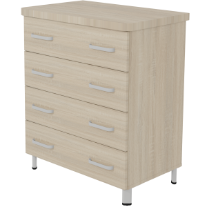 Commode DANAÉ SIGNATURE 4 tiroirs mélaminé piètement époxy - L84xP54xH78 cm - Gris alu RAL 9006