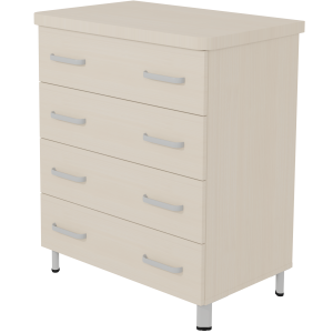 Commode DANAÉ SIGNATURE 4 tiroirs mélaminé piètement époxy - L84xP54xH78 cm - Gris alu RAL 9006