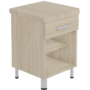 Chevet DANAÉ SIGNATURE 1 tiroir mélaminé piètement époxy - L44xP46xH62 cm - Gris alu RAL 9006