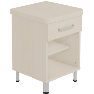 Chevet DANAÉ SIGNATURE 1 tiroir mélaminé piètement époxy - L44xP46xH62 cm - Gris alu RAL 9006