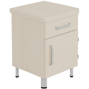 Chevet DANAÉ SIGNATURE 1 tiroir 1 porte mélaminé piètement époxy - L44xP46xH62 cm - Gris alu RAL 9006