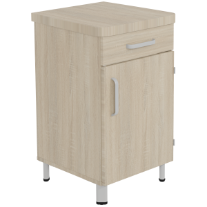 Chevet DANAÉ SIGNATURE 1 tiroir 1 porte/frigo mélaminé pièt. époxy - L51xP49xH82 cm - Gris RAL 9006