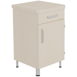 Chevet DANAÉ SIGNATURE 1 tiroir 1 porte/frigo mélaminé pièt. époxy - L51xP49xH82 cm - Gris RAL 9006