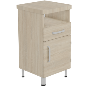 Chevet DANAÉ SIGNATURE 1 niche 1 tiroir 1 porte mélaminé pièt. époxy - L44xP46xH82 cm - Gris RAL 9006