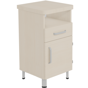 Chevet DANAÉ SIGNATURE 1 niche 1 tiroir 1 porte mélaminé pièt. époxy - L44xP46xH82 cm - Gris RAL 9006