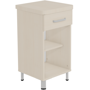 Chevet DANAÉ SIGNATURE 1 tiroir mélaminé piètement époxy - L44xP46xH82 cm - Gris RAL 9006