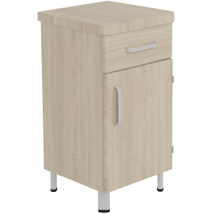 Chevet DANAÉ SIGNATURE 1 tiroir 1 porte mélaminé piètement époxy - L44xP46xH82 cm - Gris RAL 9006