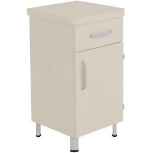 Chevet DANAÉ SIGNATURE 1 tiroir 1 porte mélaminé piètement époxy - L44xP46xH82 cm - Gris RAL 9006