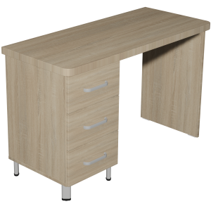 Bureau DANAÉ SIGNATURE avec 3 tiroirs mélaminé piètement époxy - L124xP54xH78 cm - Gris alu RAL 9006