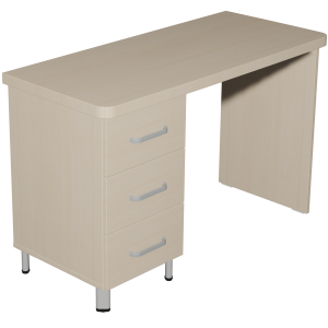 Bureau DANAÉ SIGNATURE avec 3 tiroirs mélaminé piètement époxy - L124xP54xH78 cm - Gris alu RAL 9006
