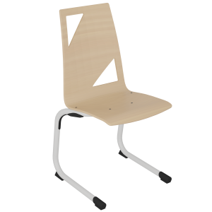 Chaise GALLA coque C21 Moda bois teinté piètement aluminium époxy - T6