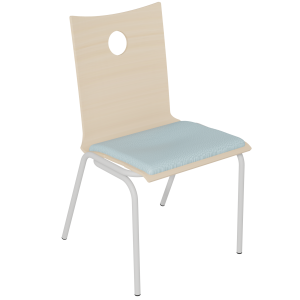 Chaise B100 coque bois incolore placet d'assise tissu enduit piètement époxy - T6