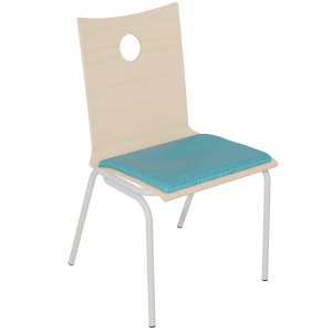 Chaise B100 coque bois incolore placet d'assise tissu Trévira CS piètement époxy - T6