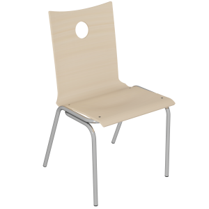 Chaise B100 coque bois incolore piètement chromé - T6