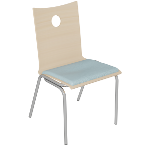 Chaise B100 coque bois incolore placet d'assise tissu enduit pi?tement chrom? - T6