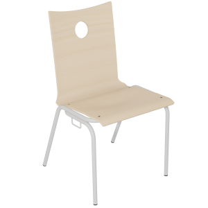 Chaise B100 accrochable coque bois incolore piètement époxy - T6