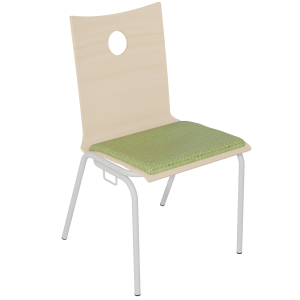 Chaise B100 accrochable coque bois incolore placet d'assise tissu Trévira CS piètement époxy - T6