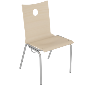 Chaise B100 accrochable coque bois incolore piètement chromé - T6
