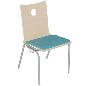 Chaise B100 accrochable coque bois incolore placet d'assise tissu Trévira CS piètement chromé - T6