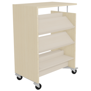 Rayonnage COLOR double face mobile stratifié et époxy 6 tablettes dont 3 inclinées mélaminé - L90xP43xH135,2 cm