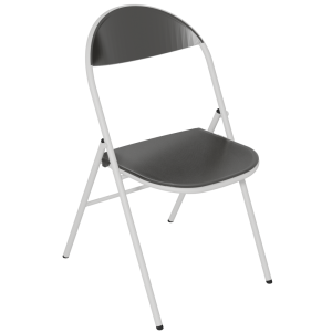 Lot de 4 chaises pliantes PLICHAISE assise et dossier polypropylène piètement époxy - T6 - Noir/Gris alu RAL 9006