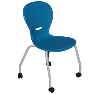 Chaise HAVA 4 pieds mobile coque polypropylène piètement époxy - T6 - Bleu/gris alu RAL 9006