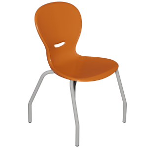 Chaise HAVA 4 pieds coque polypropylène piètement époxy - T6 - Orange/gris alu RAL 9006