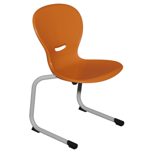 Chaise HAVA AST coque polypropylène piètement aluminium époxy - T6 - Orange/gris alu RAL 9006