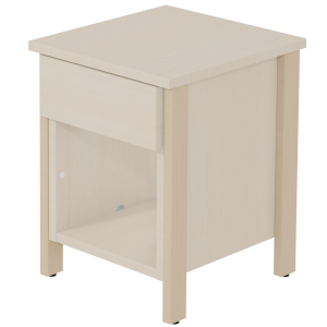 Chevet VERCORS II 1 tiroir 1 niche mélaminé piètement bois - L36,5xP39xH47,7 cm