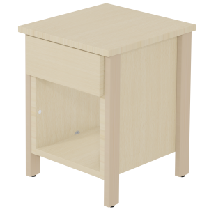 Chevet VERCORS II 1 tiroir 1 niche mélaminé piètement bois - L36,5xP39xH47,7 cm