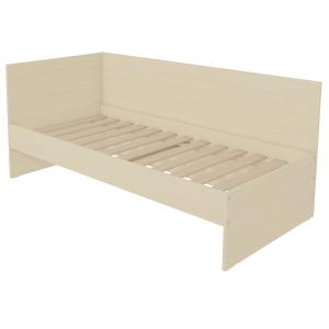 Lit HABITAT tête de lit haute avec lisse mélaminé sommier à lattes rigides H34 cm - 90x190 cm