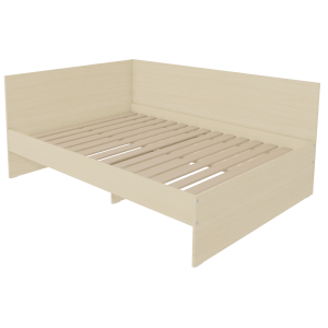 Lit HABITAT tête de lit haute avec lisse mélaminé sommier à lattes rigides H34 cm - 140x190 cm