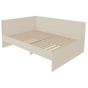 Lit HABITAT tête de lit haute avec lisse mélaminé sommier à lattes rigides H34 cm - 140x200 cm