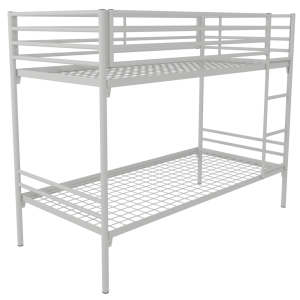 Lit superposé MÉTIS époxy sommier treillis - 80x190 cm - Blanc RAL 9016