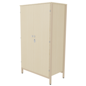 Armoire VERCORS II 2 portes moraillon 1/2 penderie et lingerie mélaminé et bois - L104xP61xH185 cm