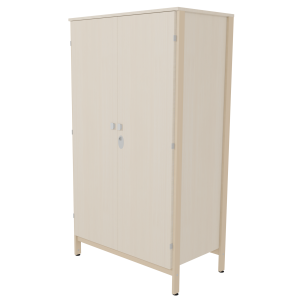 Armoire VERCORS II 2 portes moraillon 2x1/2 penderie et lingerie mélaminé et bois - L104xP61xH185 cm