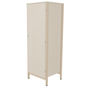 Armoire VERCORS II 1 porte charnière à droite 1/2 penderie et lingerie mélaminé et bois - L65xP61xH185 cm