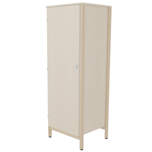 Armoire VERCORS II 1 porte charnière à gauche 1/2 penderie et lingerie mélaminé et bois - L65xP61xH185 cm