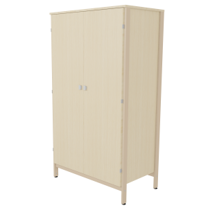 Armoire VERCORS II 2 portes 1/2 penderie et lingerie mélaminé et bois - L104xP61xH185 cm