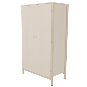 Armoire VERCORS II 2 portes 2x1/2 penderie et lingerie mélaminé et bois - L104xP61xH185 cm