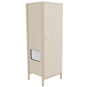 Armoire VERCORS II 1 porte niche à gauche 1/2 penderie et lingerie mélaminé et bois - L65xP61xH185 cm